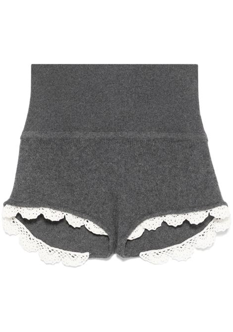 Shorts in cashmere con bordo in pizzo in grigio Magda butrym - donna